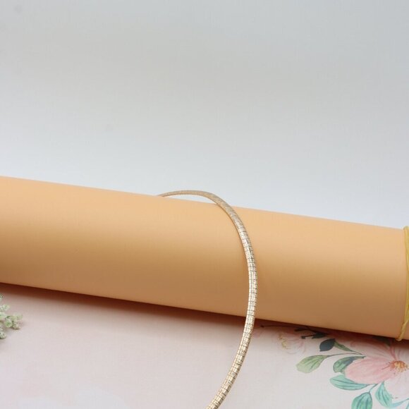 Textured Rose Gold Flat Snake Chain Necklace, XPNL0243 - Picture 2 of 9